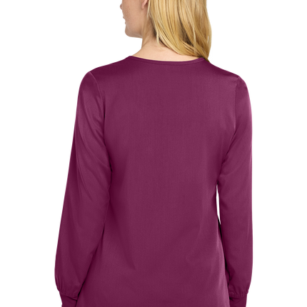 Full Zip Scrub nurse uniform wine print view