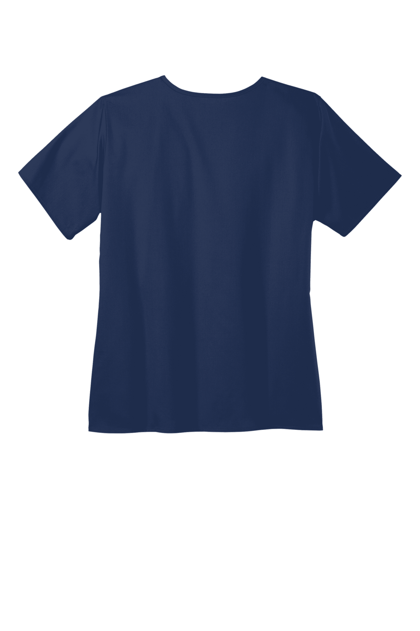 Wink Women's Medical WorkFlex™ mock wrap scrub top with navy print, featuring comfortable fit and practical design for healthcare professionals.