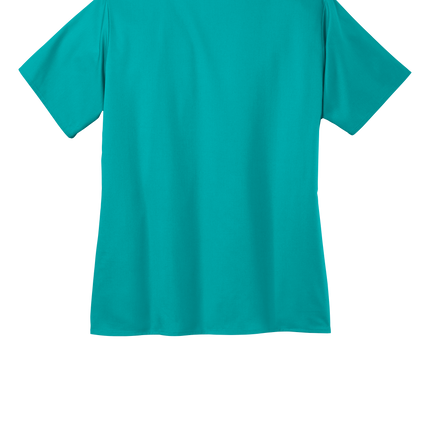 Women's Medical WorkFlex™ Mock Wrap Top- Women's Scrub Print View Teal back