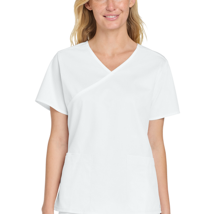 Women's Medical WorkFlex™ Mock Wrap Top- Women's Scrub Print View White