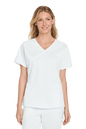 Women's Medical WorkFlex™ mock wrap scrub top by Wink with a colorful print, designed for comfortable medical workwear.