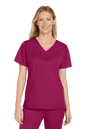 Women's Medical WorkFlex™ mock wrap scrub top by Wink with wine-colored printed pattern, designed for comfort and style.