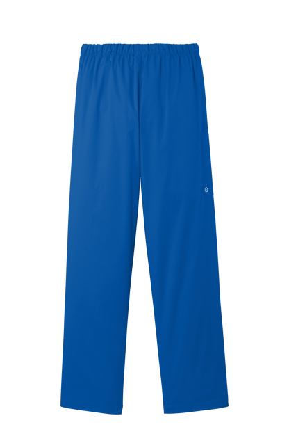 Women’s blue Wink medical scrubs flex cargo pants with print design, comfortable workwear for healthcare professionals.