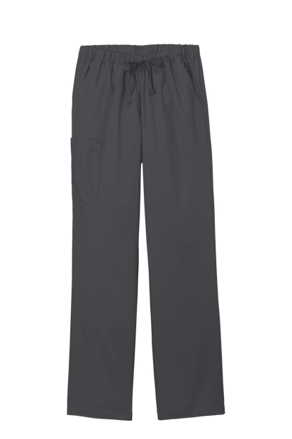 Women’s Pewter Grey medical scrubs cargo pants by Wink with flexible fit and printed design, suitable for healthcare professionals.
