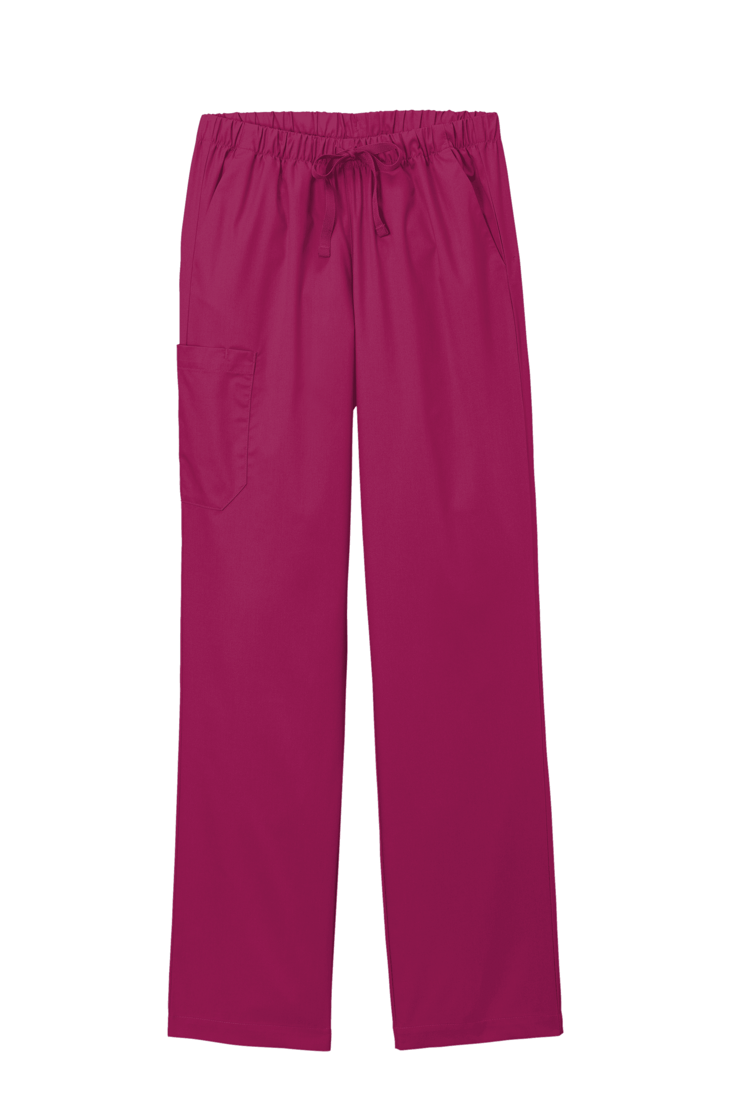 Women’s wine-colored medical scrubs Flex cargo pants by Wink with print design, designed for comfort and functionality in healthcare settings.