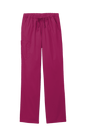 Women’s wine-colored medical scrubs Flex cargo pants by Wink with print design, designed for comfort and functionality in healthcare settings.