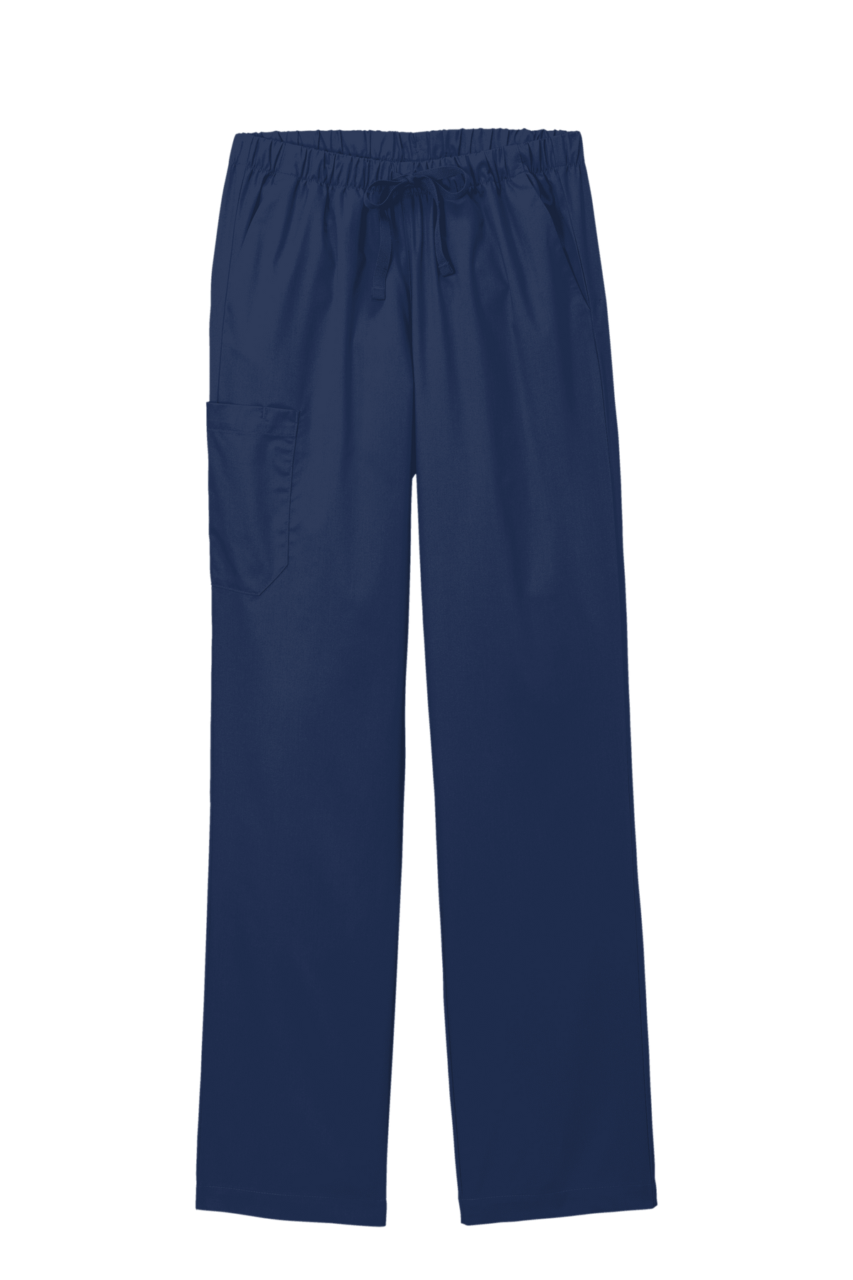 Navy women's medical workwear flex cargo scrubs pants with print detail, designed for comfort and functionality by Wink.