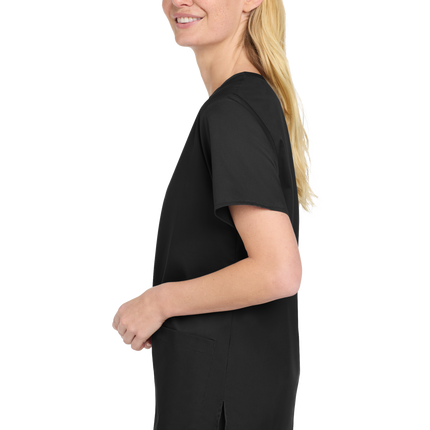 Women’s Medical Workwear Flex V-Neck Scrub Black Model Side