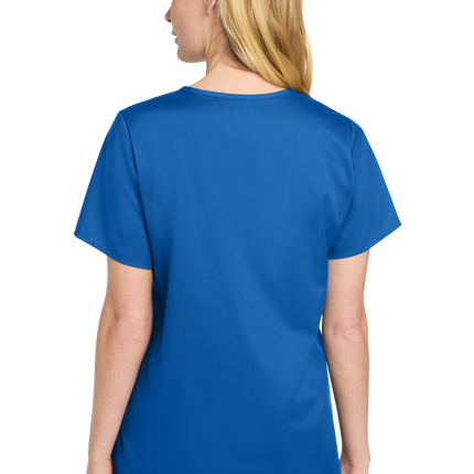 Women’s Medical Workwear Flex V-Neck Scrub Royal Blue model back