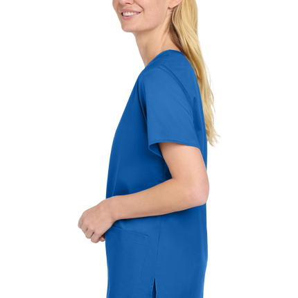 Women’s Medical Workwear Flex V-Neck Scrub Royal Blue model side