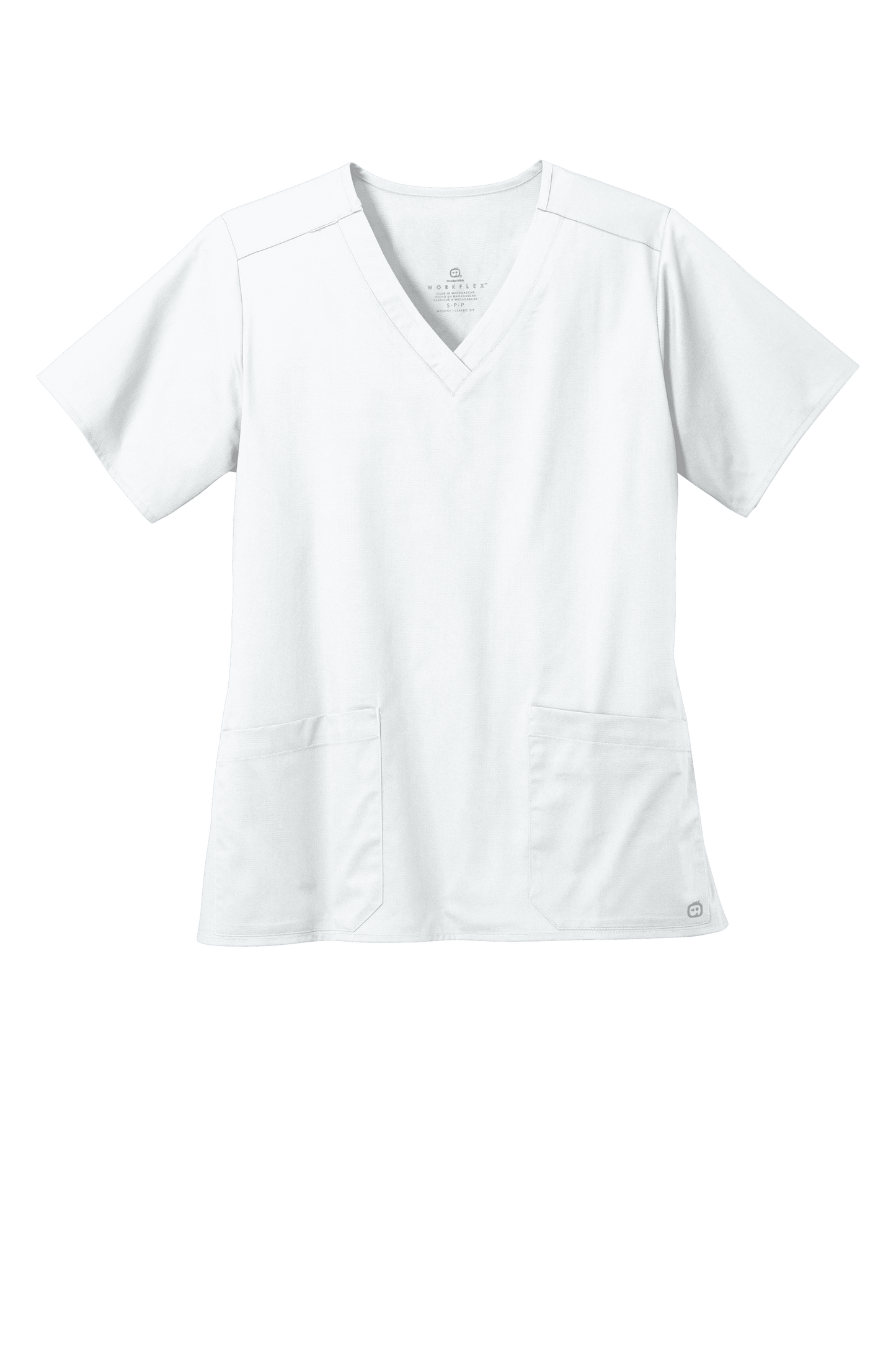Wink women's medical scrub top with a V-neck and print design, made for comfortable and professional healthcare workwear.