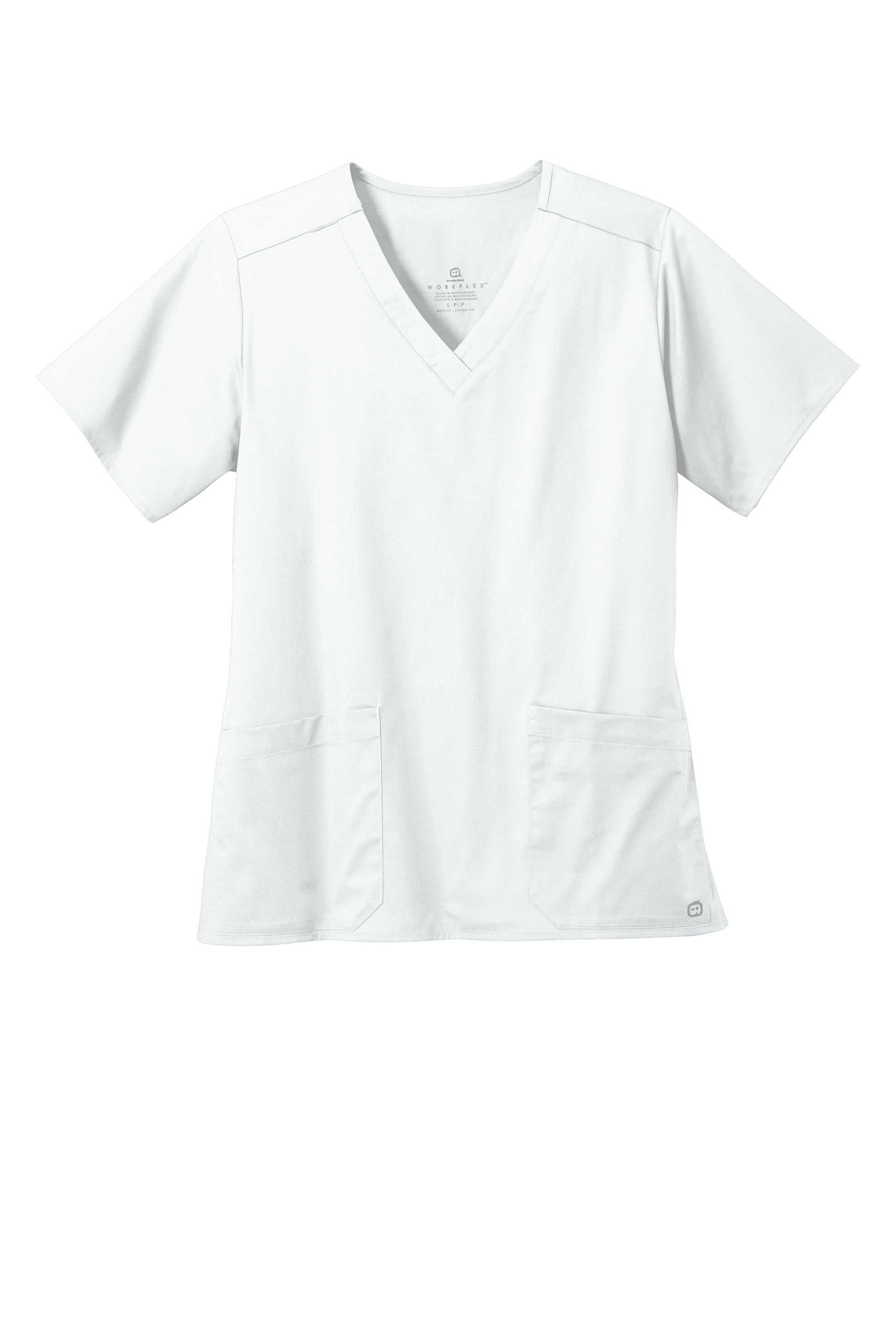 Wink women's medical scrub top with a V-neck and print design, made for comfortable and professional healthcare workwear.