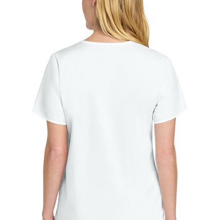 Women’s Medical Workwear Flex V-Neck Scrub White model back