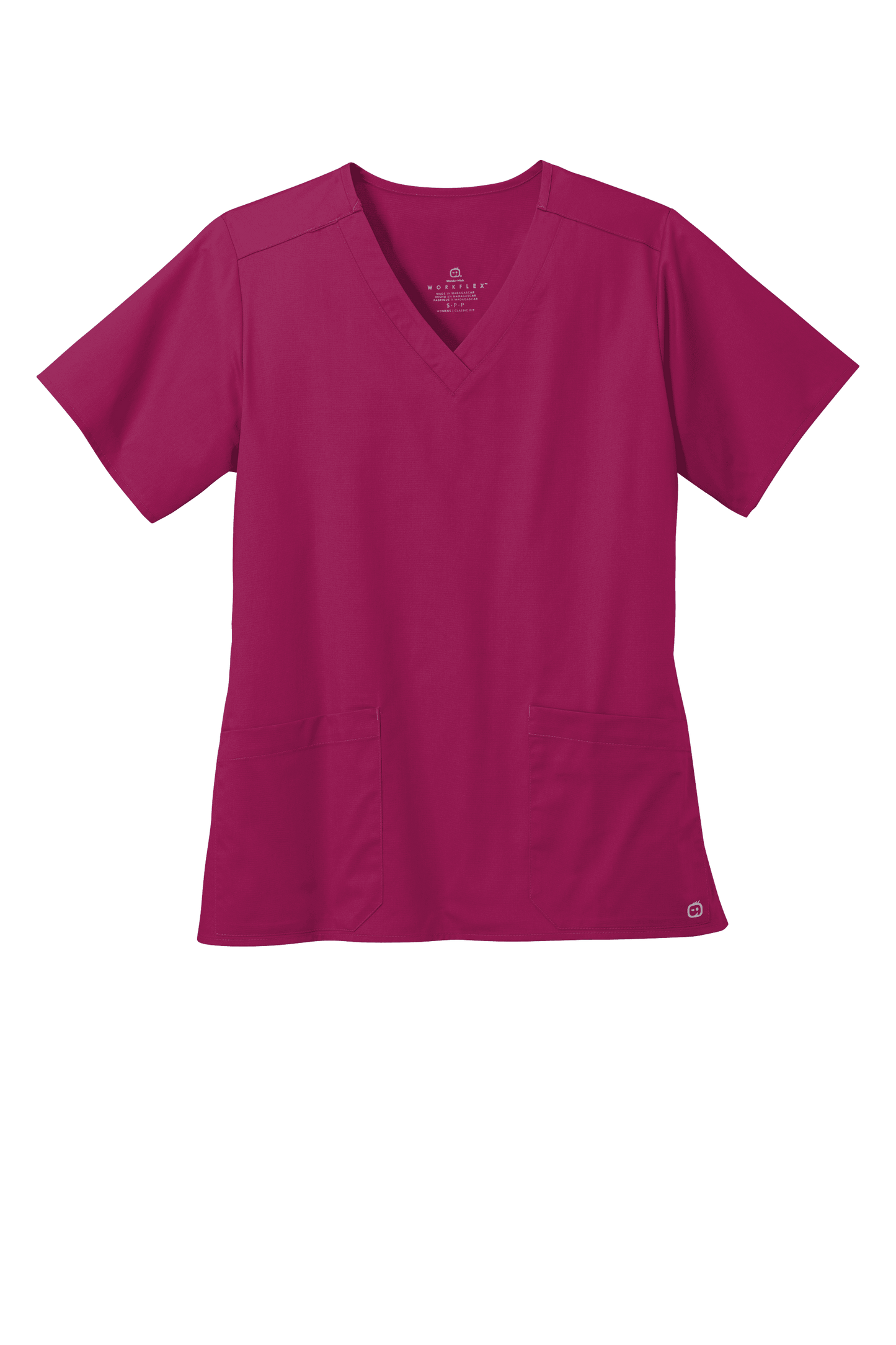 Women’s Wink medical scrub top with a flexible V-neck and printed design, ideal for comfortable healthcare workwear.