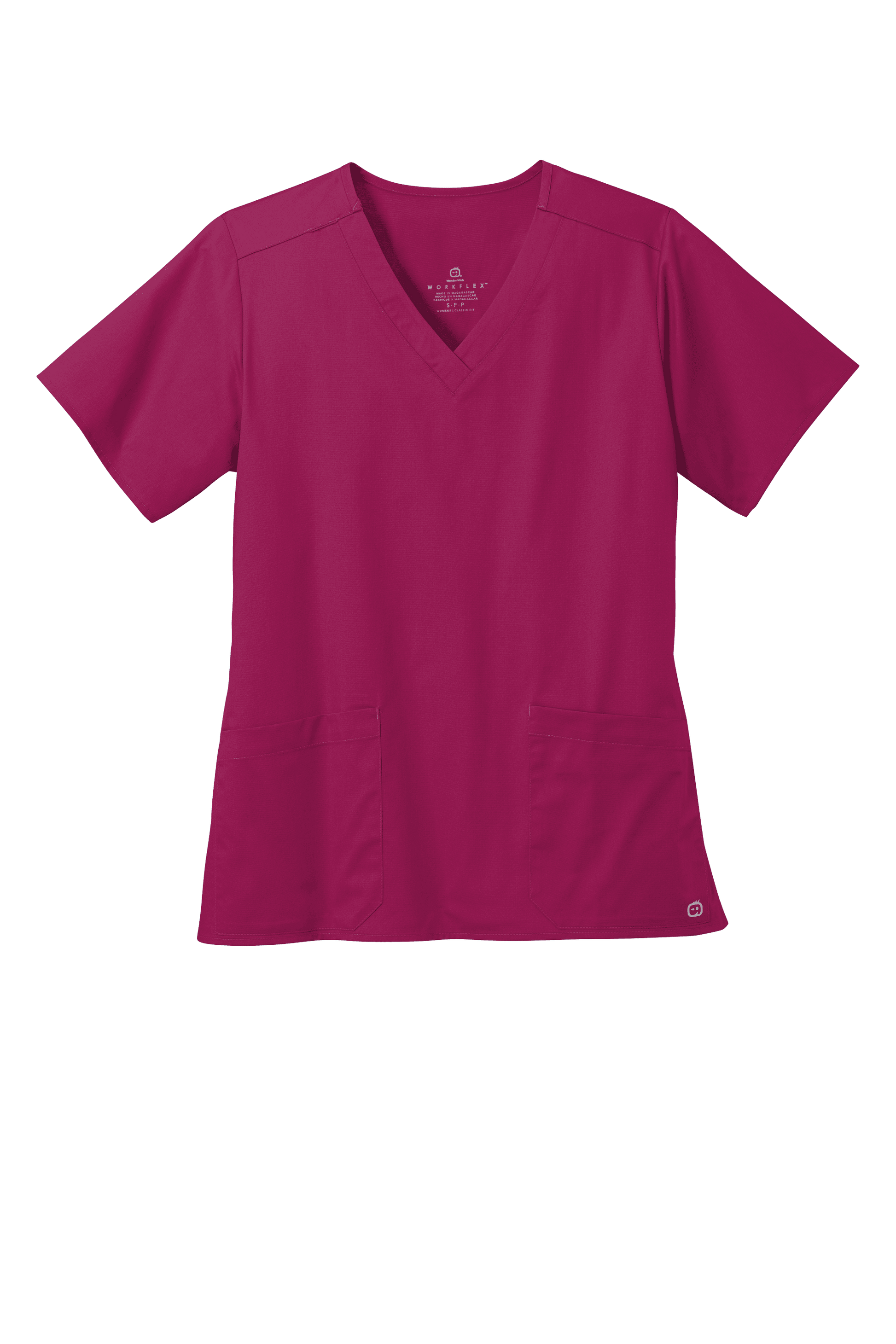 Women’s Wink medical scrub top with a flexible V-neck and printed design, ideal for comfortable healthcare workwear.