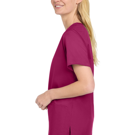 Women’s Medical Workwear Flex V-Neck Scrub Wine model side