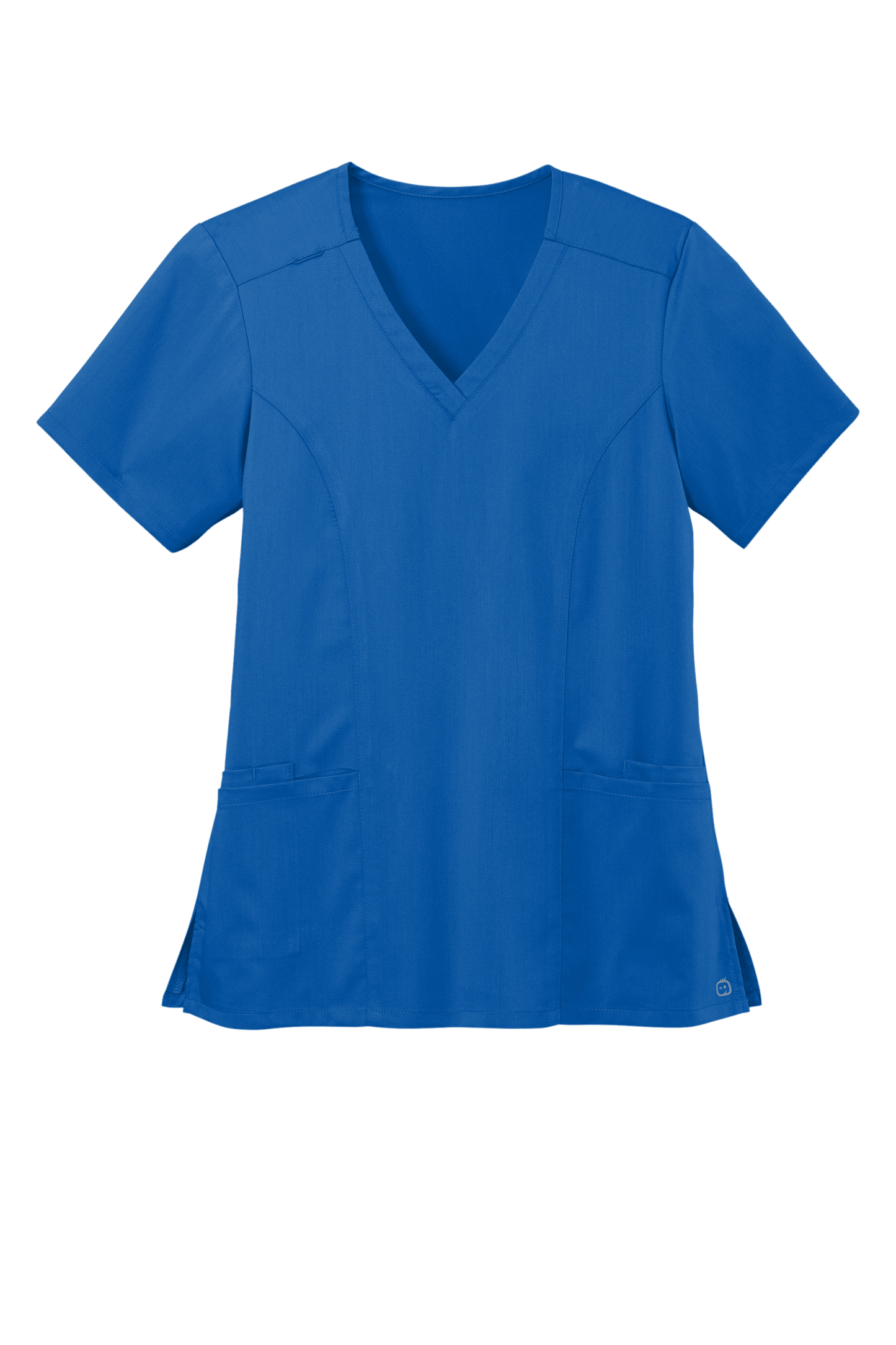 Women’s Wink Premiere Flex V-Neck Scrubs in royal blue, featuring a comfortable fit and stylish print design.
