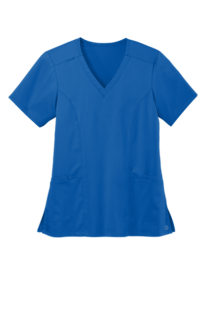 Women’s Wink Premiere Flex V-Neck Scrubs in royal blue, featuring a comfortable fit and stylish print design.