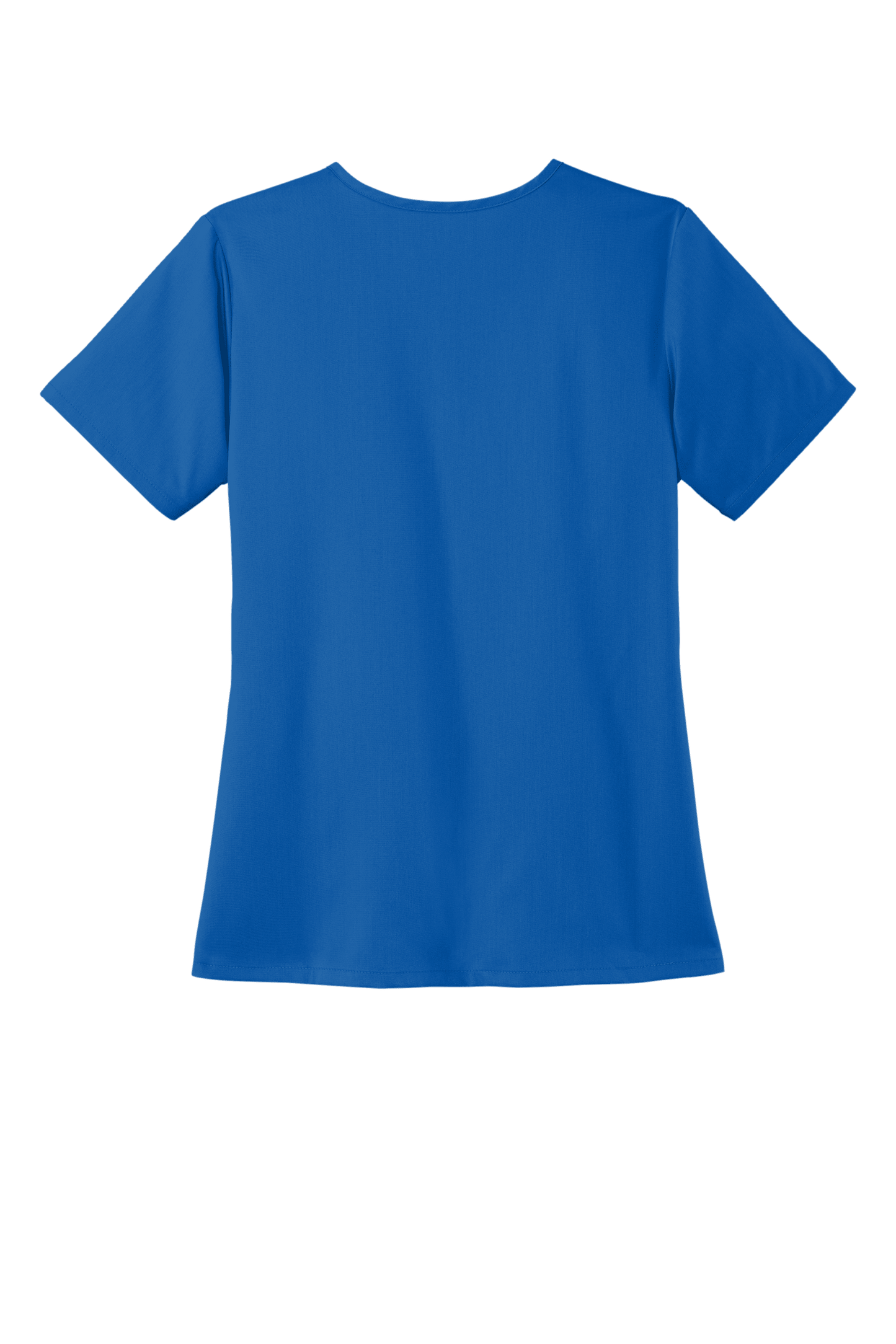 Women’s Wink Premiere Flex V-Neck Scrubs in royal blue, showing the front view with a V-neck and printed design.