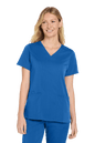 Women’s Wink Premiere Flex V-Neck Scrubs in royal blue, featuring a printed design, front view of the comfortable, professional medical uniform.