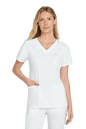 Women’s Wink Premiere Flex V-Neck Scrubs in white, front view showing the comfortable fit and V-neck design.