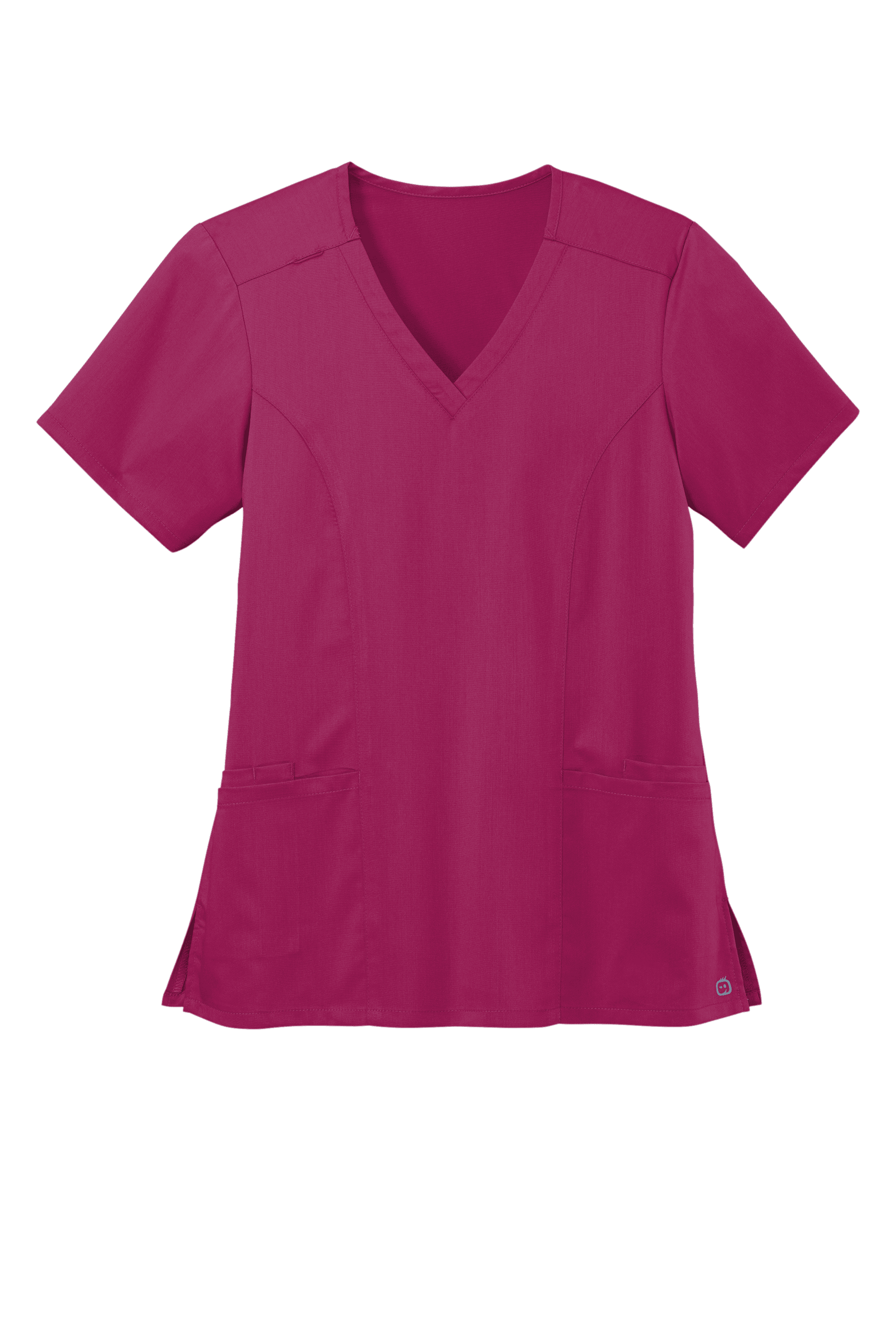 Wink women’s Premiere Flex V-neck scrub top in wine print, featuring a comfortable fit and stylish design for healthcare professionals.