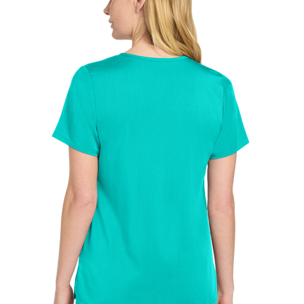 Women’s Premiere Flex V-Neck Scrub teal model back