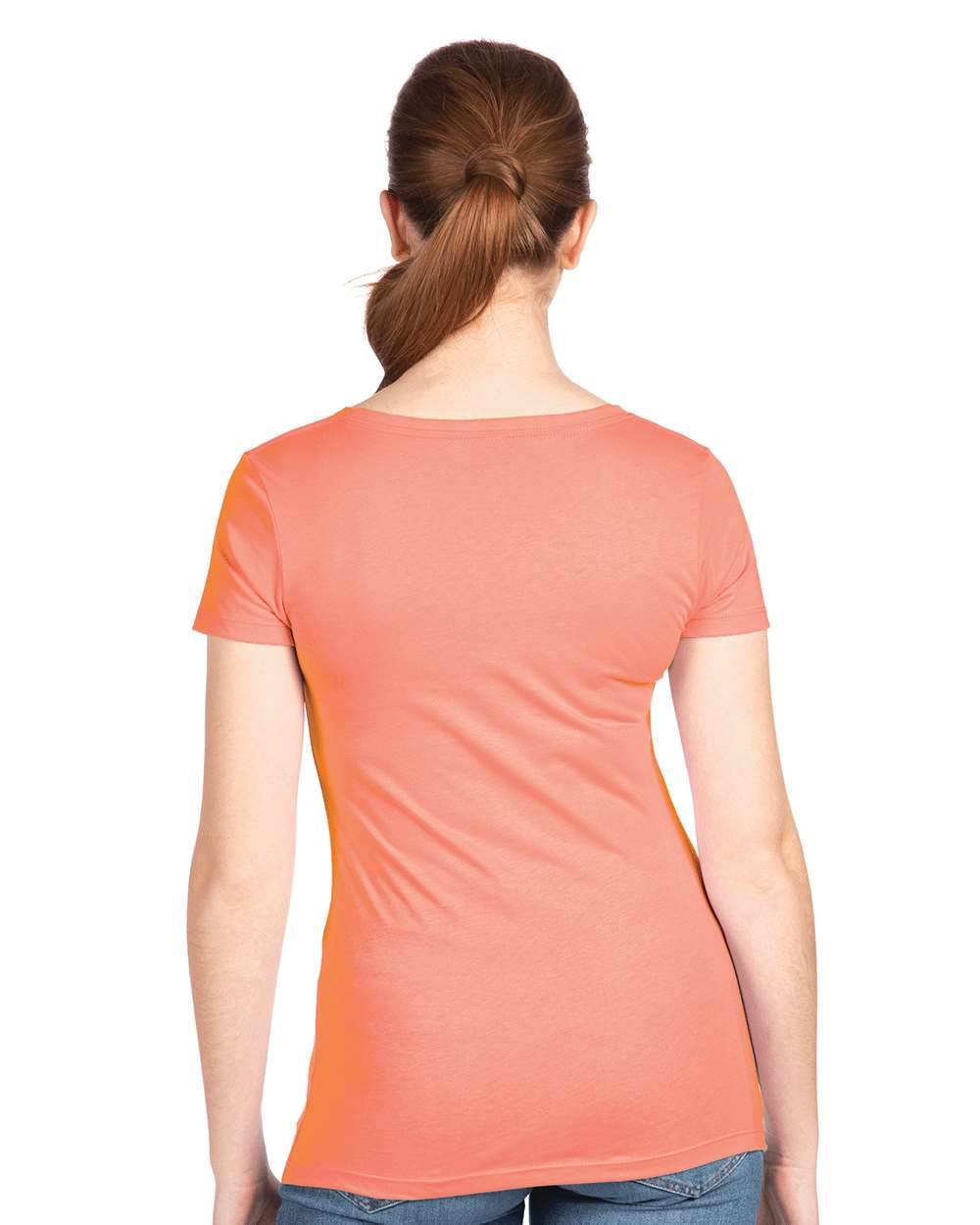 Light orange women's V-neck T-shirt by Next Level Apparel, showcasing a comfortable fit and classic V-neck style.