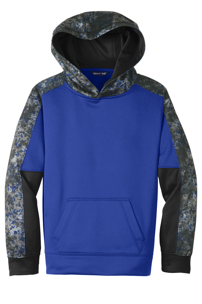 Blue Front hoodie with camouflage sleeves 