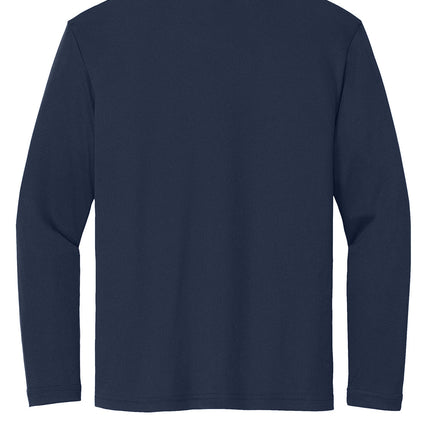 Sport-Tek Youth Long Sleeve PosiCharge Competitor Tee back view — Truenavy back ready for player identity prints.