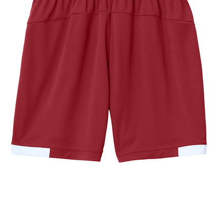 Sport-Tek Youth Club 5″ Short back view - red - elastic waistband & mesh panels youth sports short