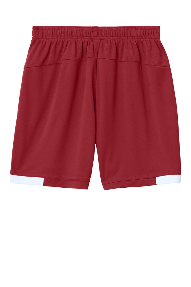 Sport-Tek Youth Club 5″ Short back view - red - elastic waistband & mesh panels youth sports short