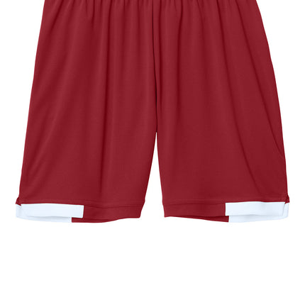 Sport-Tek Youth Club 5″ Short front view - red - youth performance short ready for custom print by Print-View