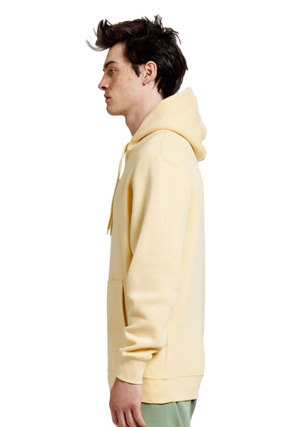 Yellow Lane 7 unisex plain premium hoodie with print view, showcasing the comfortable pullover hoodie design and customizable options.