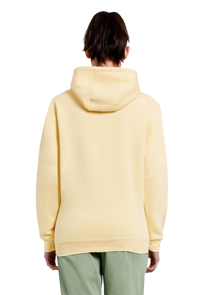 Yellow Lane 7 unisex plain premium hoodie with print view, showcasing comfortable fit and customizable design details.