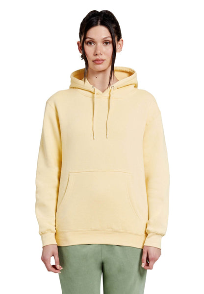 Yellow Lane 7 unisex plain premium pullover hoodie with front print view, available for customization or purchase as is.