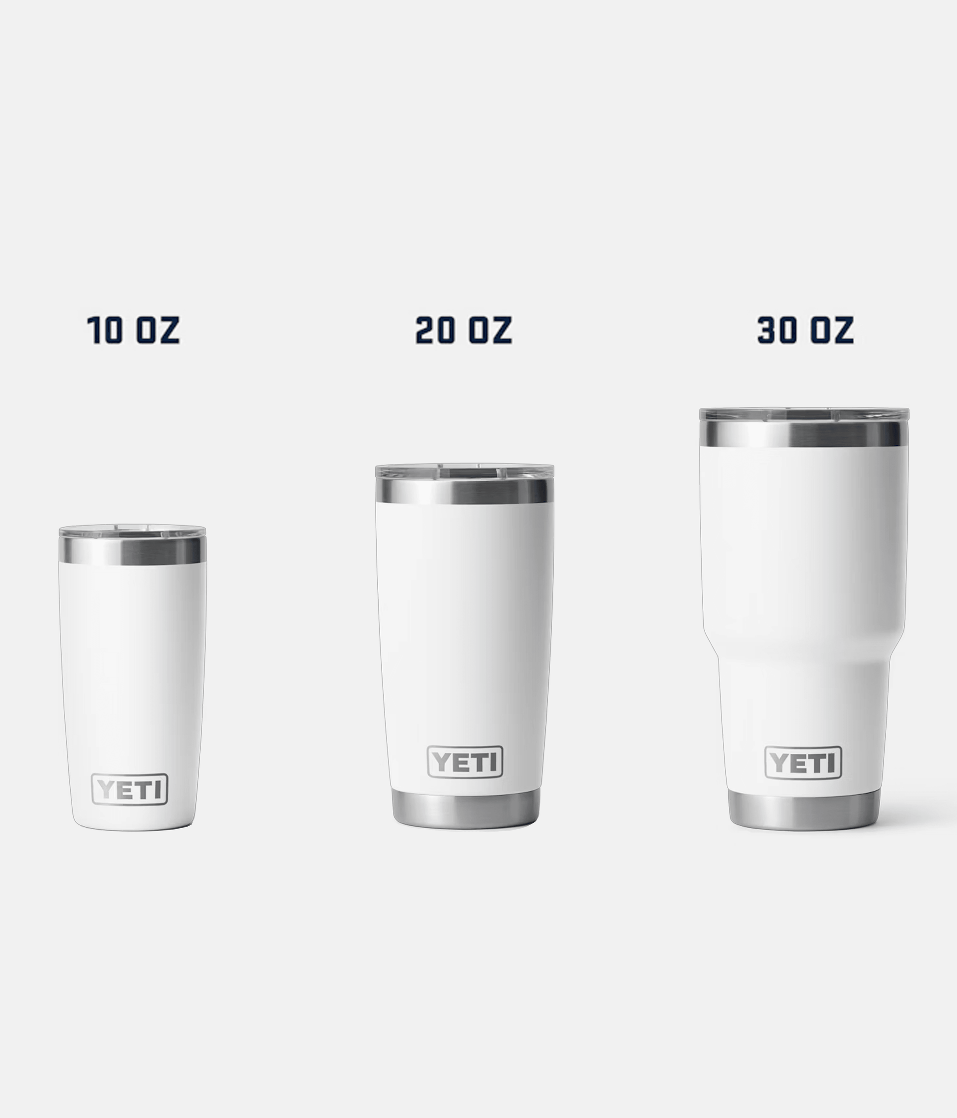 Yeti tumbler at print view, plain or customized, showcasing its durable stainless steel design with a clear lid.