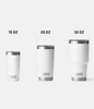 Yeti tumbler at print view, plain or customized, showcasing its durable stainless steel design with a clear lid.