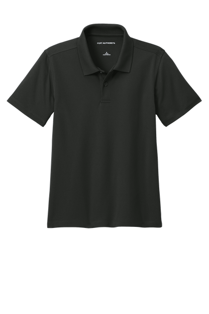Youth Port Authority kids' polo shirt with back print, available plain or customizable, featuring a classic polo design.