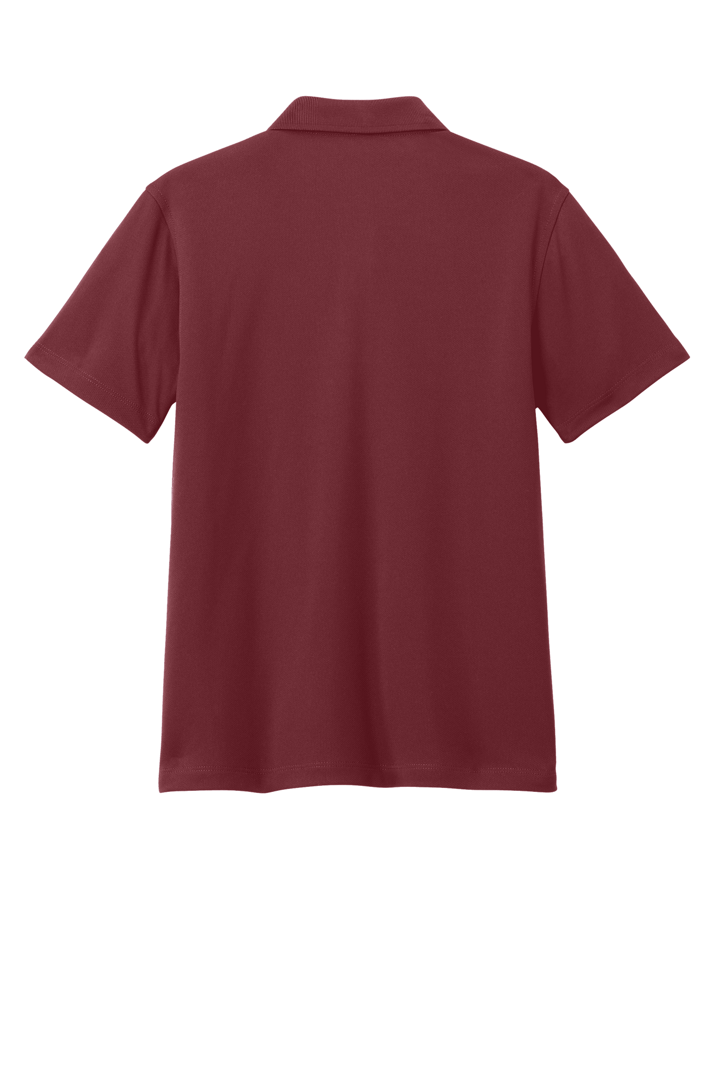 Youth Port Authority kids' burgundy polo shirt with printed design, shown from the back in a print view for customization or plain options.