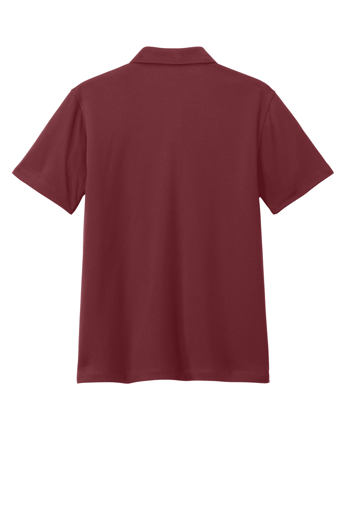 Youth Port Authority kids' burgundy polo shirt with printed design, shown from the back in a print view for customization or plain options.