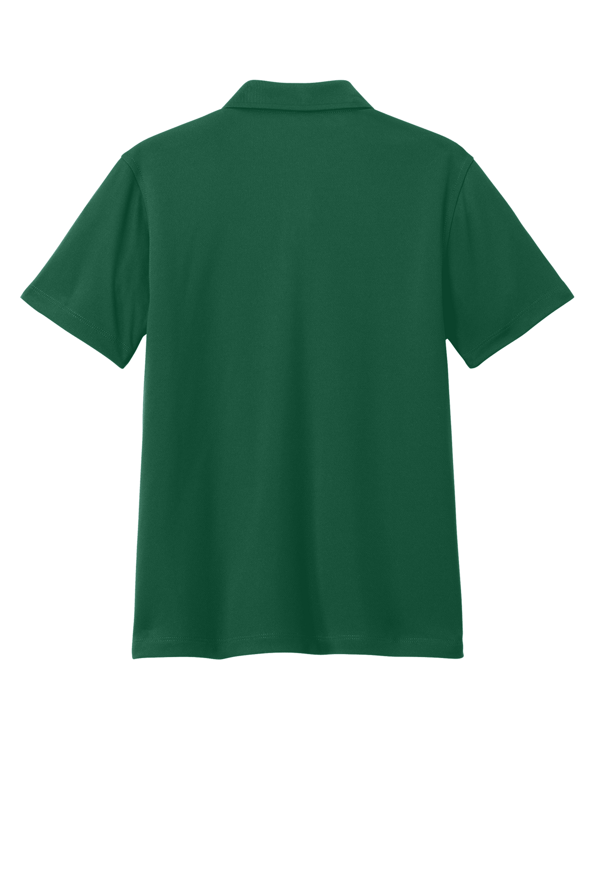 Youth Port Authority kids' polo shirt in forest green with print design, shown from the back, available for customization or plain.