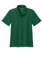 Youth Port Authority kids' polo shirt in forest green with print design, available plain or customizable, front view.