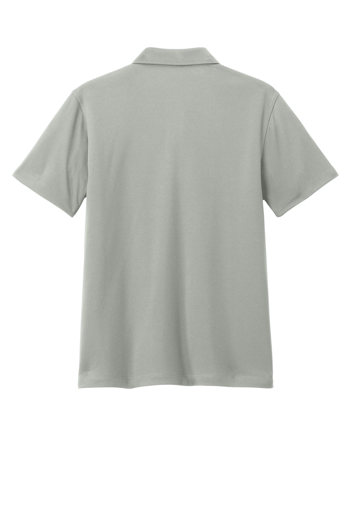 Youth Port Authority kids' polo shirt in grey with printed design, shown from the back, customizable and available plain or printed.
