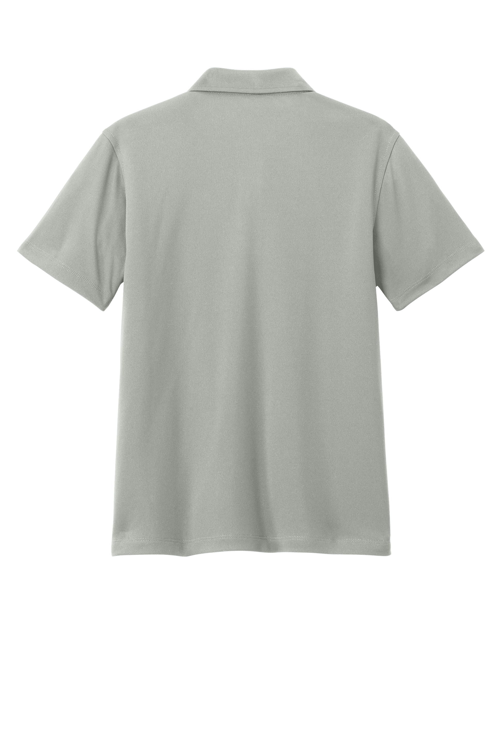 Youth Port Authority kids' polo shirt in grey with printed design, shown from the back, customizable and available plain or printed.