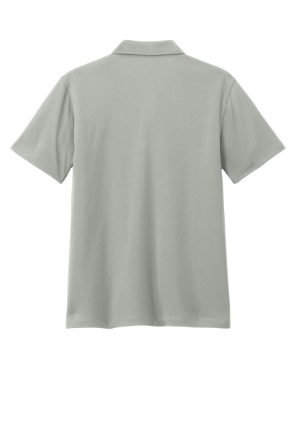 Youth Port Authority kids' polo shirt in grey with printed design, shown from the back, customizable and available plain or printed.