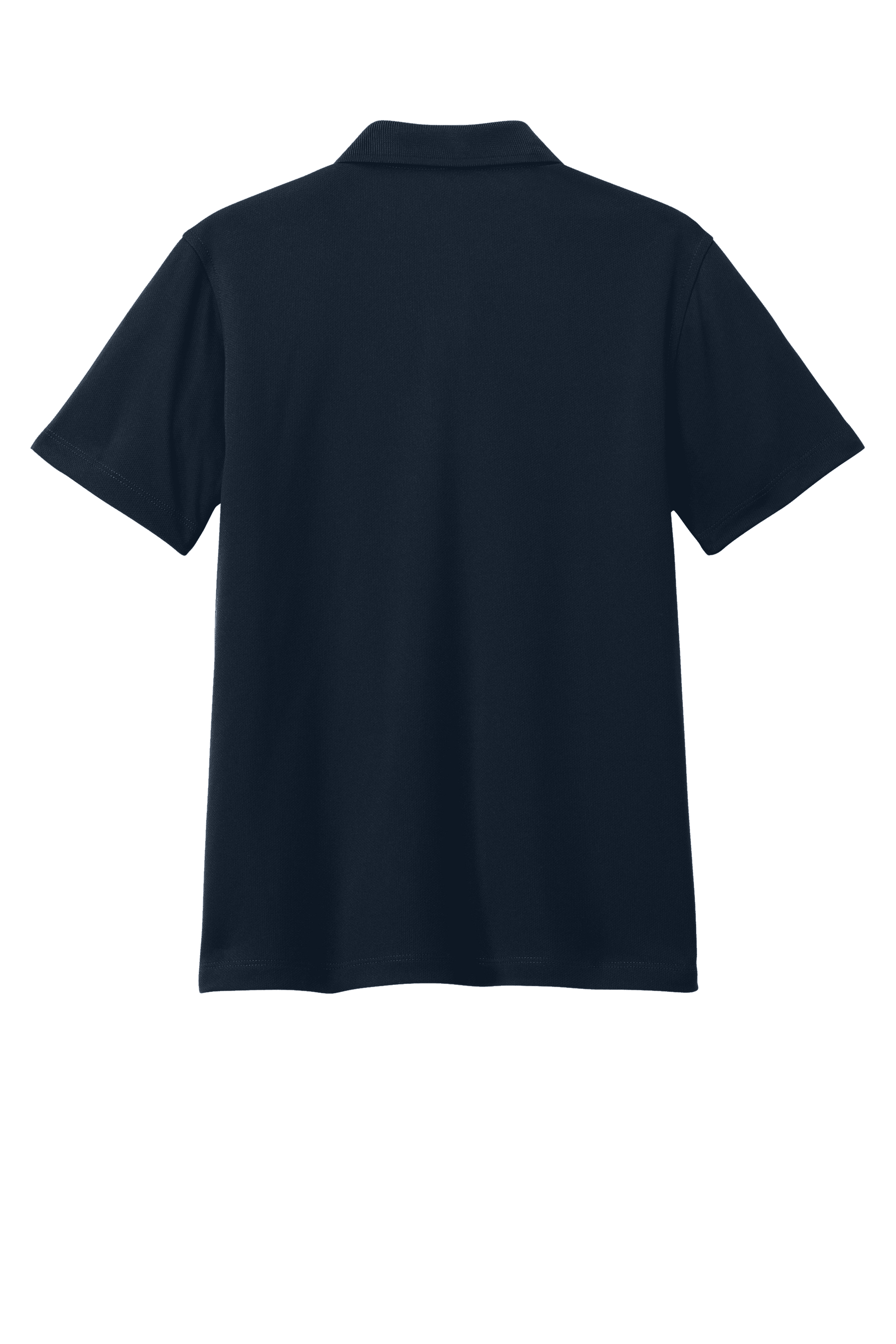 Navy youth kids' polo shirt by Port Authority with print design, shown from the back, customizable and available plain.