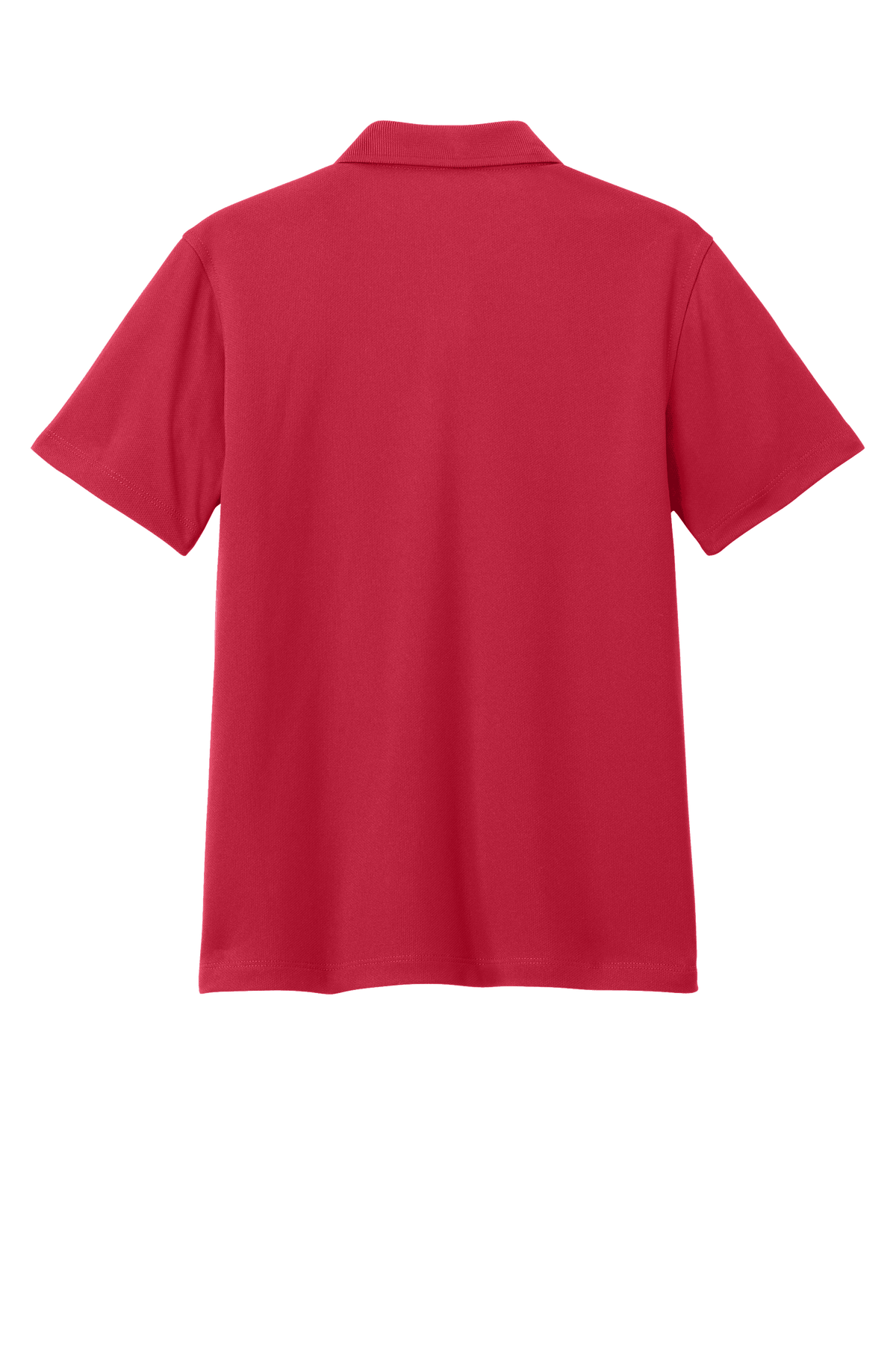 Red Port Authority youth polo shirt with printed design, shown from the back in a customizable kids' polo t-shirt image.