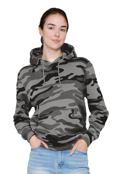 Unisex Lane 7 camouflage hoodie with plain or customizable print view, featuring a comfortable pullover design and casual style.