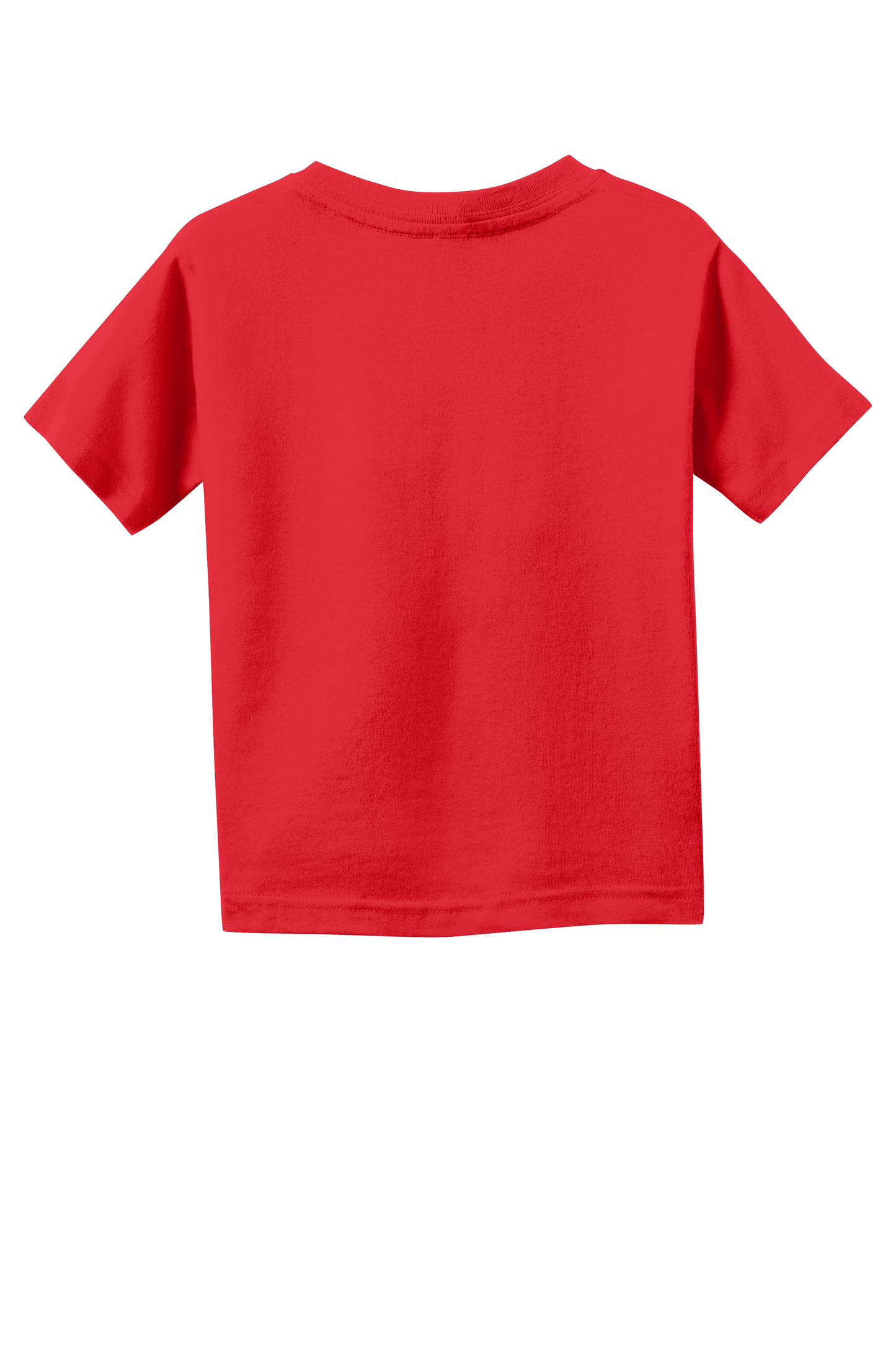 Red toddler's fine jersey cotton T-shirt by Rabbit Skins, soft and comfortable kid's custom T-shirt, shown from the back.